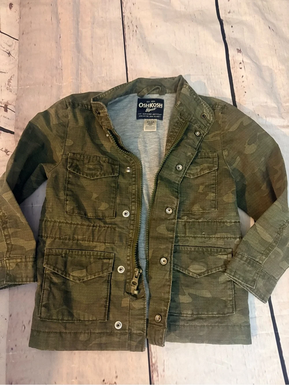 OshKosh B'gosh Olive Green Camo Field Jacket 3T